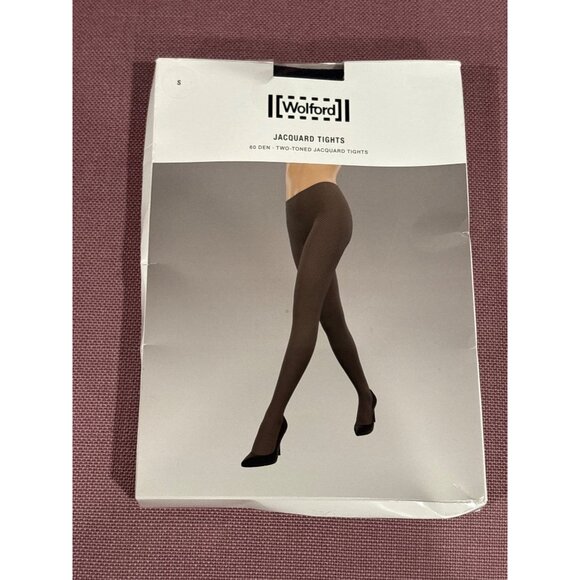 Wolford Jacquard Tights in Deep Night & Black Small New Womens Nylons Pantyhose - Picture 3 of 9